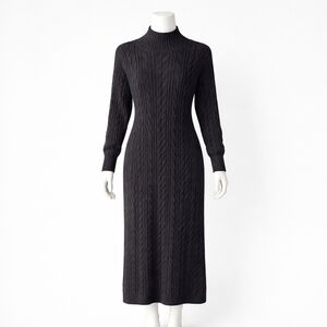 Elegant Black Cable Knit Dress